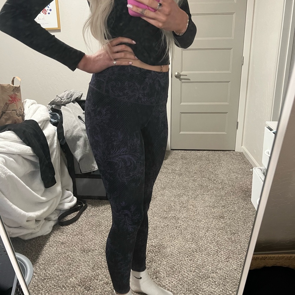 Lululemon Athletica Black and Purple Patterned Leggings